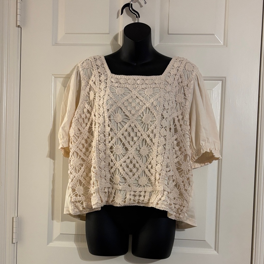 Cream Crochet Women Top